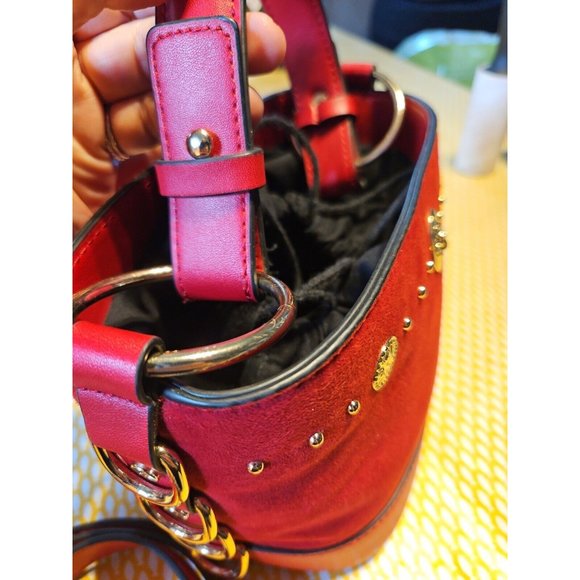 BNWOT Topshop Red Drawstring Bucket Bag, w.Handle + Strap, Immaculate Condition - Picture 9 of 16